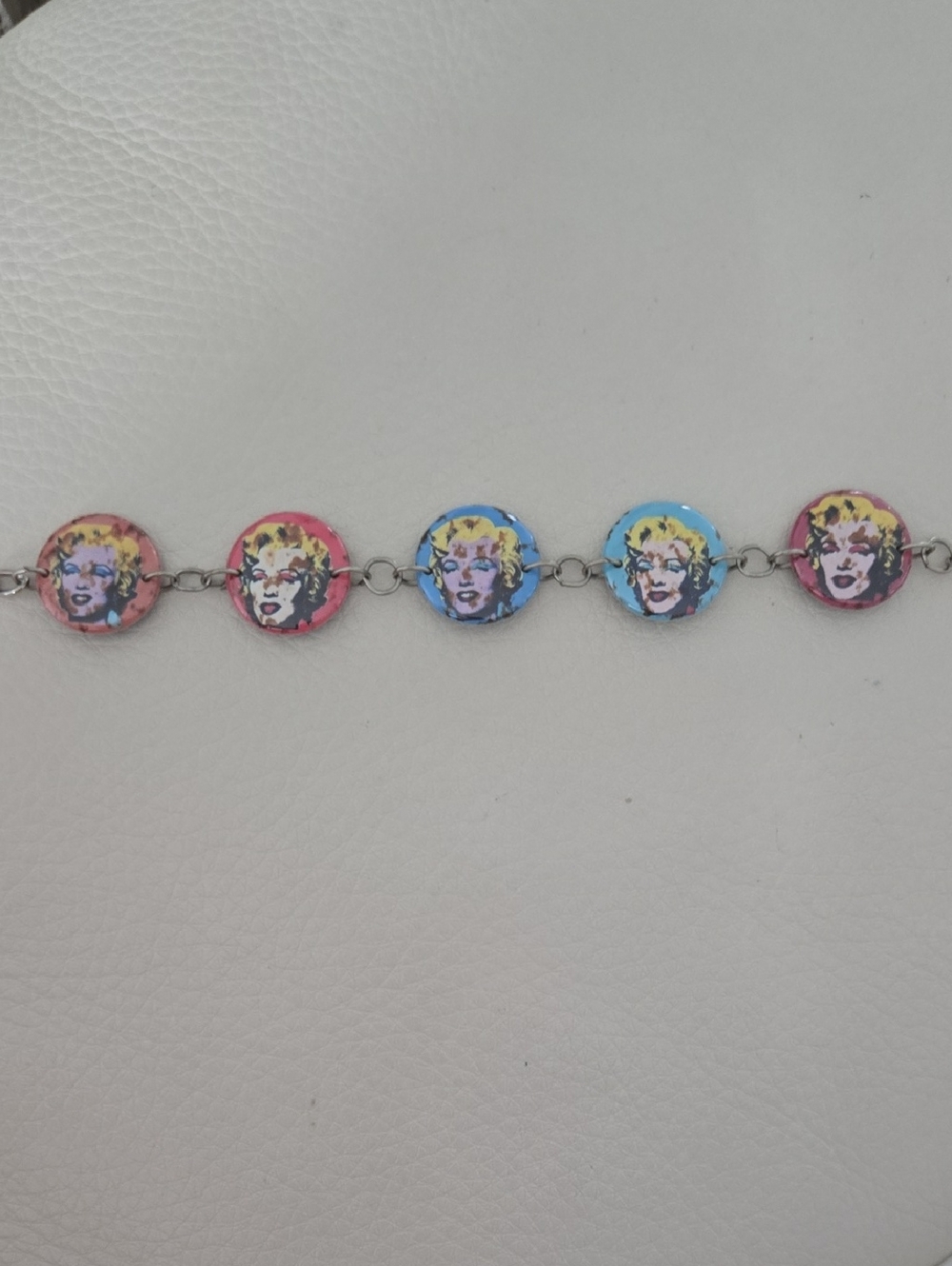 ✨️ RARE Andy Warhol Style Pop Art Marilyn Monroe Link Bracelet Y2K 🎀